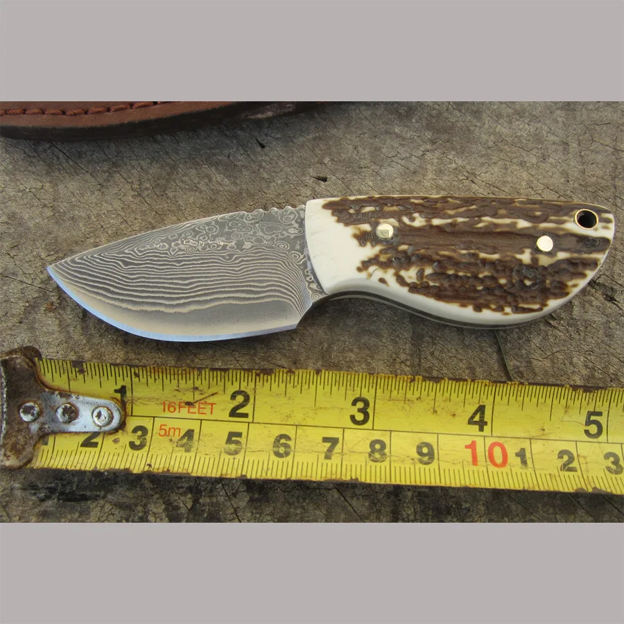 Высококачественный кованый прямой нож из дамасской стали охотничий