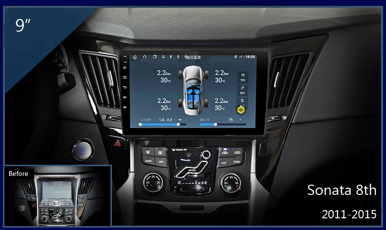 Для hyundai Sonata android 8-го поколения 2011-2015 2 din Автомобильная рамка для приборной доски 10