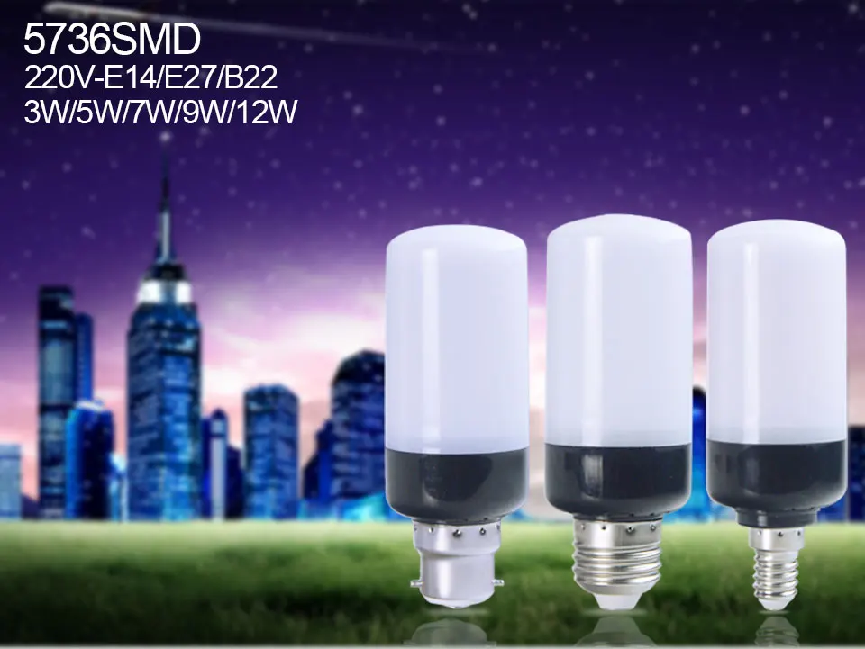 E27 светодиодный лампы SMD5736 светодиодный светильник светодиодный потолочный светильник B22 E14 умная ИС(интеграционная схема) Мощность лампада светодиодный AC 220V 3W 5W 7W 9W 12W точечный светильник для Освещение в помещении
