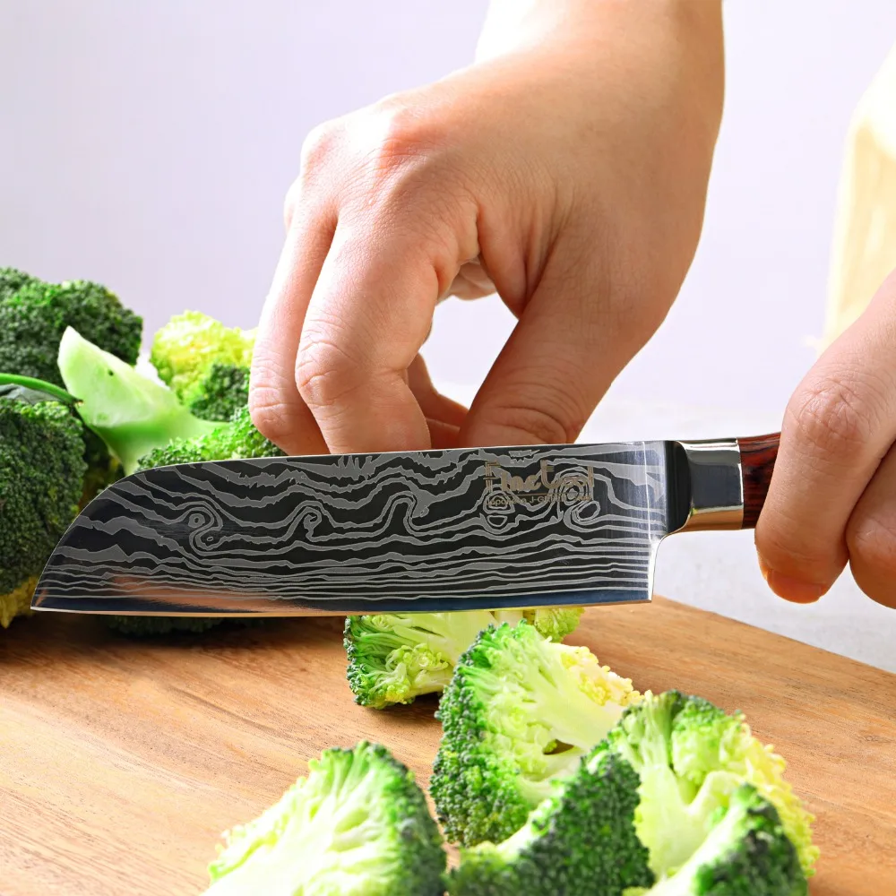 5 дюймовый нож Santoku японский 7CR17 из нержавеющей стали с цветной деревянной ручкой