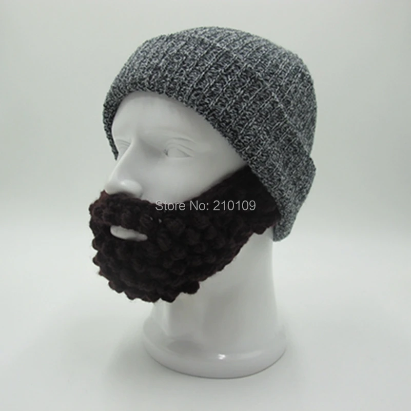 Mr.Kooky Novelty Winter Cool Solid Warm Soft Beard Beanies Skull Hats Knitted Touca Gorro Party Cap Men's Women's Birthday Gifts |