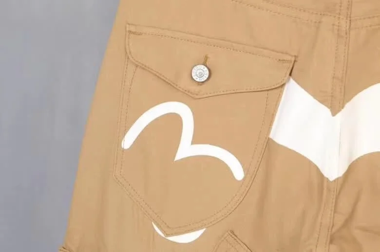 Evisu New Casual Men's Breathable High Quality Khaki Casual Pants Warm Men's Tide Brand Cotton Straight Print Men's Trousers