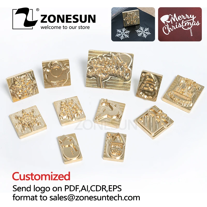 ZONESUN Рождество DIY Пользовательская форма для логотипа, штамповка медная форма с фольгой бумажная печать, Рождество дерево торт кожа тиснения штамп