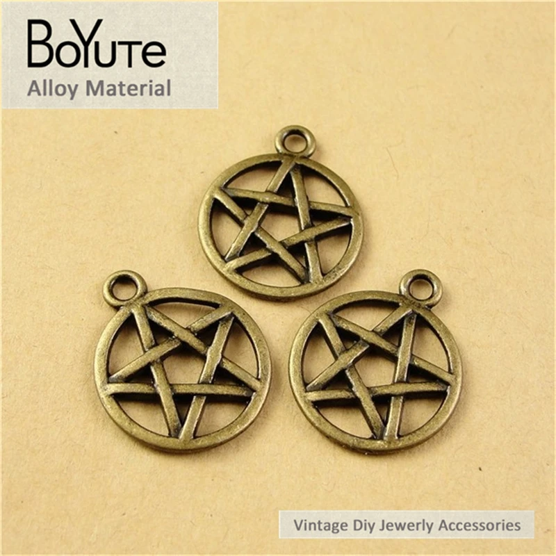 

BoYuTe (100 Pieces/Lot) 16MM 4 Colors Fashion Zinc Alloy Pentagram Charms Star Charms for Diy Jewelry Pendant Charms Making