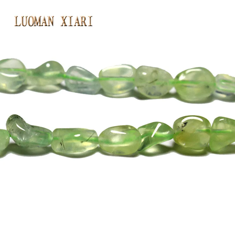 Нестандартные бусины из натурального зеленого кристалла 4-8 мм с прямыми