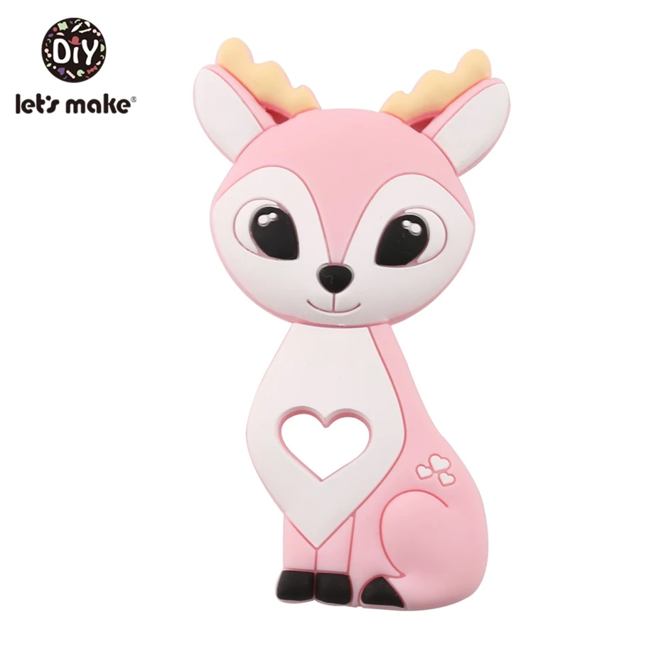 deer pink Детские игрушки, силиконовая подвеска в виде кролика, 1 шт., силиконовый милый кролик, сделай сам, детские ювелирные изделия, сделай сам, ручная работа, силиконовые детские грызунки-погремушки - Цвет: deer pink