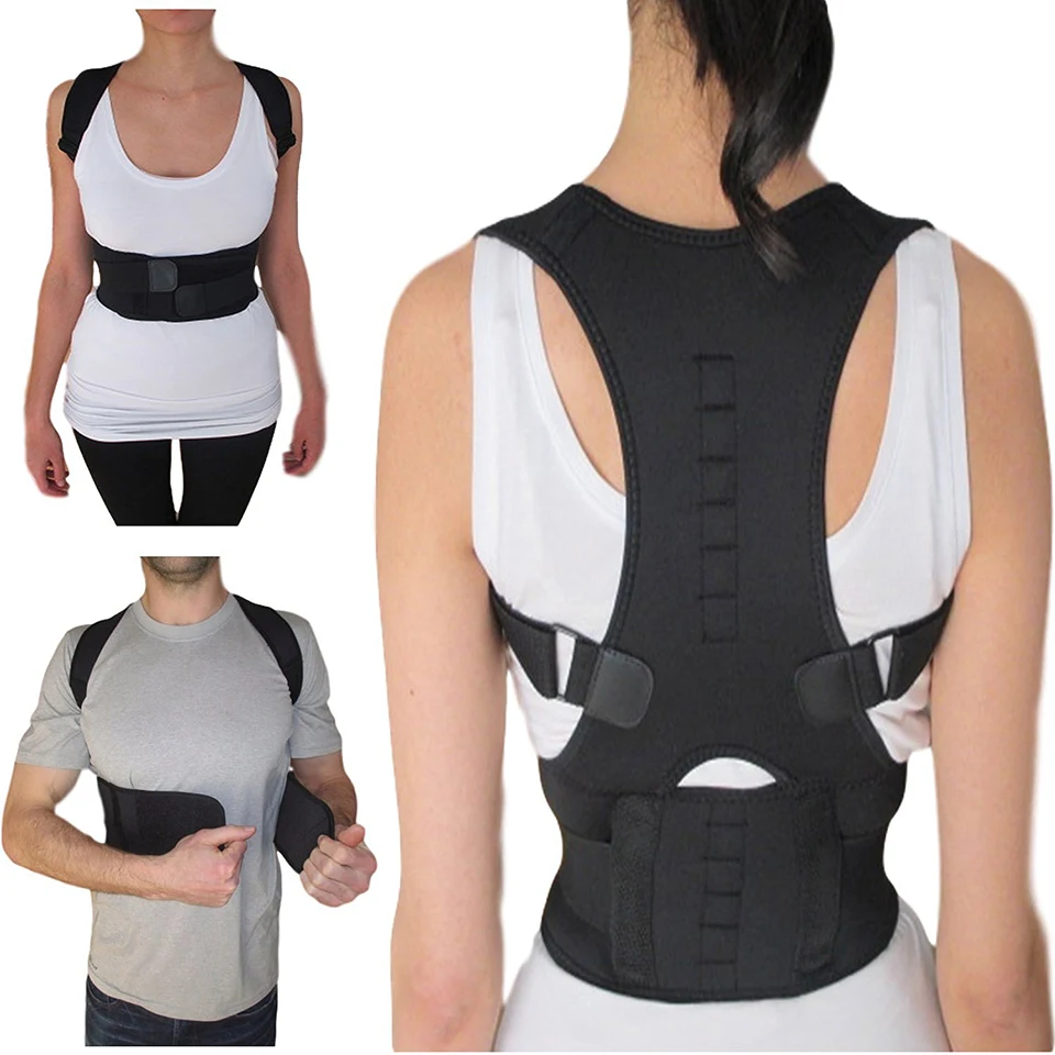 

New Spine Support Belt for Men Women Magnetic Shoulder Back Belt Posture Corrector Neoprene Back Corset Brace Straightener
