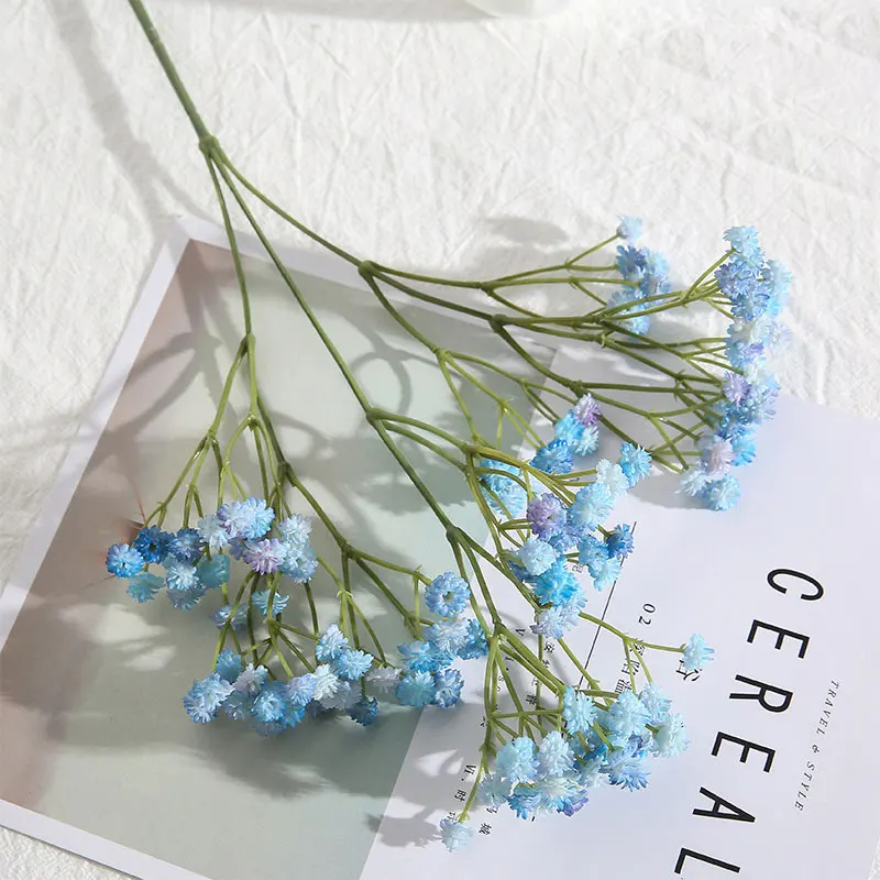 01 Blue Erxiaobao поддельные семена растений(Гипсофила) Искусственные цветы babysbreat Gypsophila сушеные пластиковые цветы Крытый Свадебный дом украшение - Цвет: 01 Blue