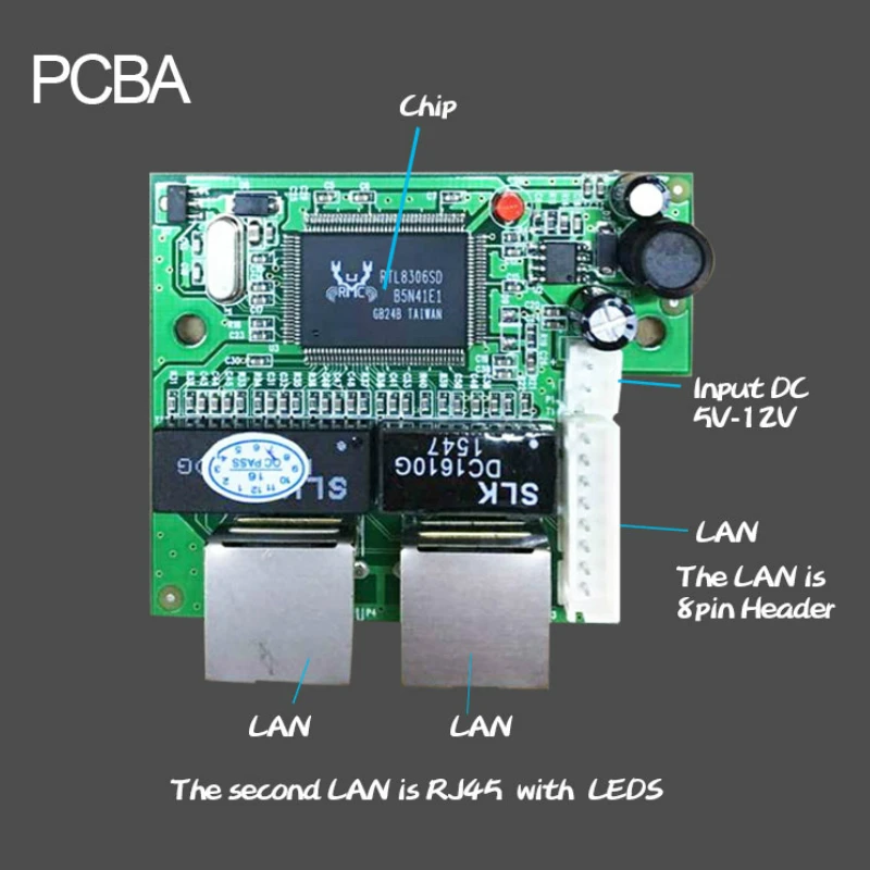 , - 10/100 /, 2 , ethernet, lan, pcb 2 rj45 1 * 8pin ...