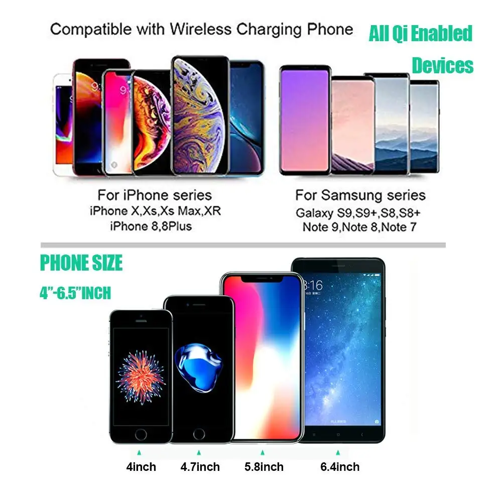 Автомобильное беспроводное зарядное устройство FDGAO 10 Вт Qi для iPhone 11 XS X XR 8