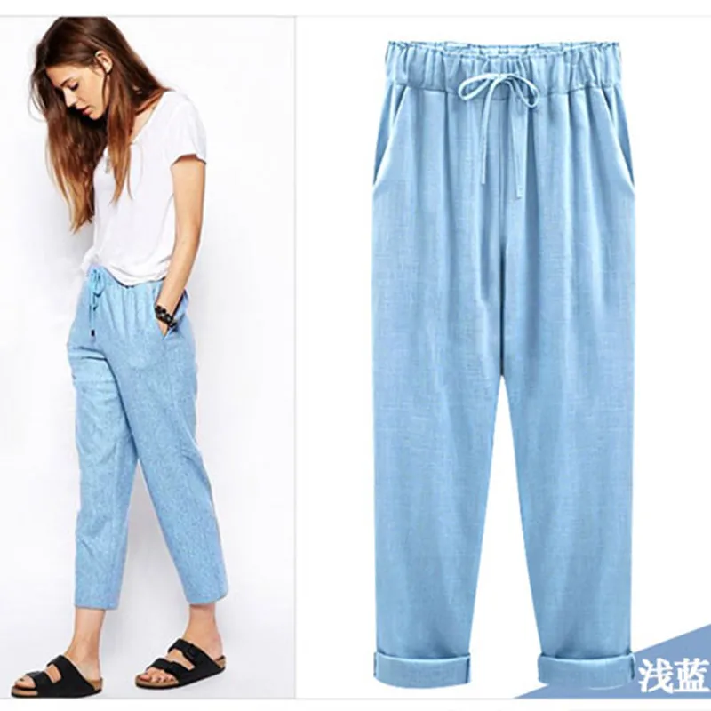 Шаровары 2018 летние женские брюки Широкие плюс размер M 6XL леггинсы для бега