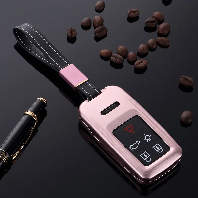 Pink Светильник алюминий высшего качества сплав ключ чехол для Volvo V40 S60L V60 S60 XC60 XC90 t3 t4 t5 красочный аксессуары - Название цвета: Pink