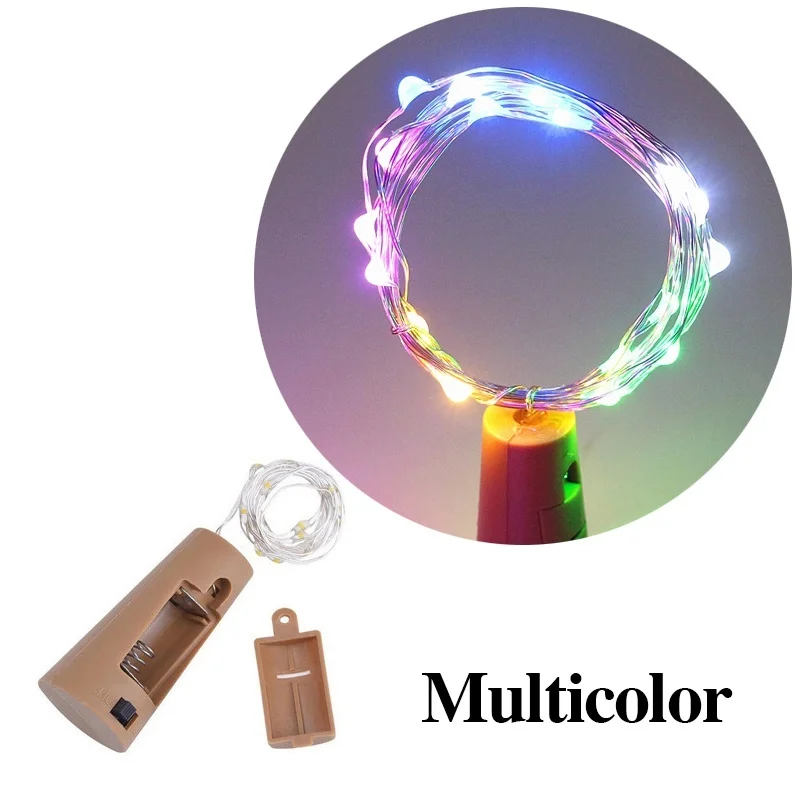 Multicolor 1m 1 м/2 м пробка для вина СВЕТОДИОДНЫЙ Бутылки Вина светильники-пробка 9 цветов медная проволока веревка для свадебного фестиваля вечерние украшения пластик - Цвет: Multicolor 1m
