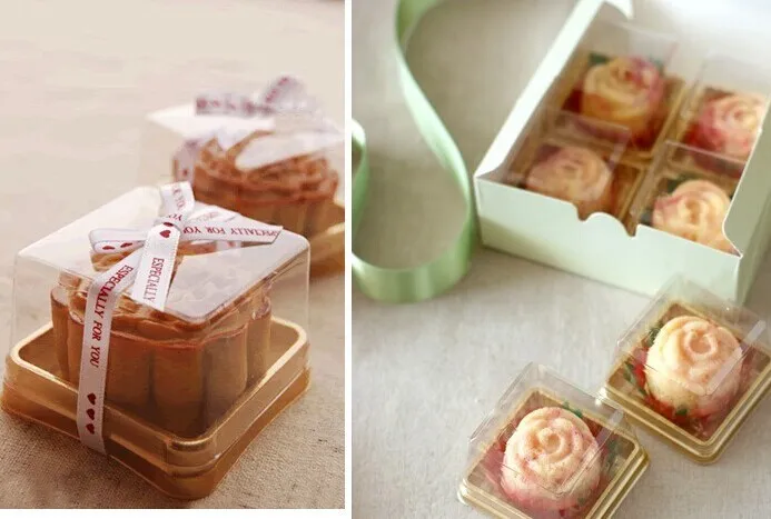 

50g moon cake trays moon cake packaging boxes plastic bottom transparent cover 95-100 sets