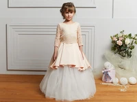 lovely ball gown tulle half sleeve flower girl dresses bow for weddings 2020 little girls first communion pageant gowns 2019