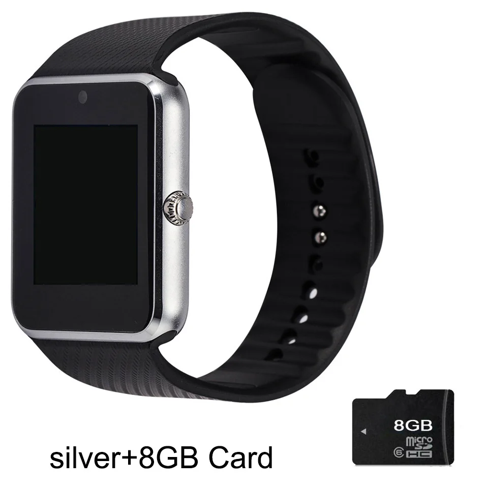 GT08 Bluetooth Смарт-часы браслет SIM TF карта телефон MP3 Smartwatch для Apple iOS Android SMS/напоминание о звонках фитнес-камера - Цвет: SilverxCard