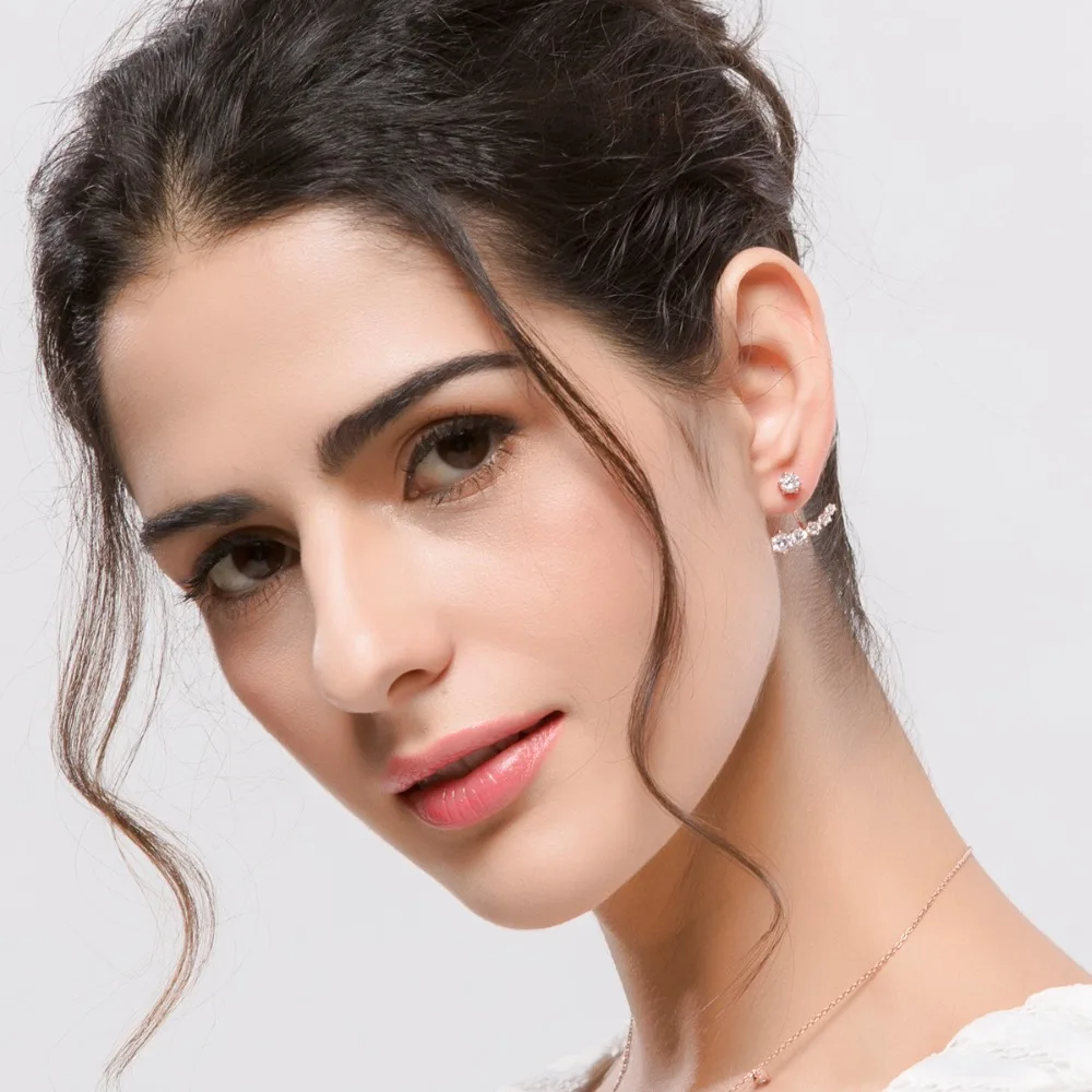 Популярные Роскошные женские свадебные серьги LUOTEEMI из белого золота с