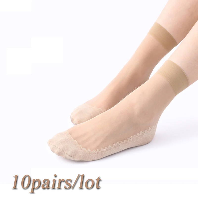 10 pairs skin Женские носки с хлопковой подошвой, мягкие, Нескользящие, с подошвой, массажные, весна-лето, тонкие, прозрачные, бархатные, рождественские носки, 10 пар/лот# B - Цвет: 10 pairs skin