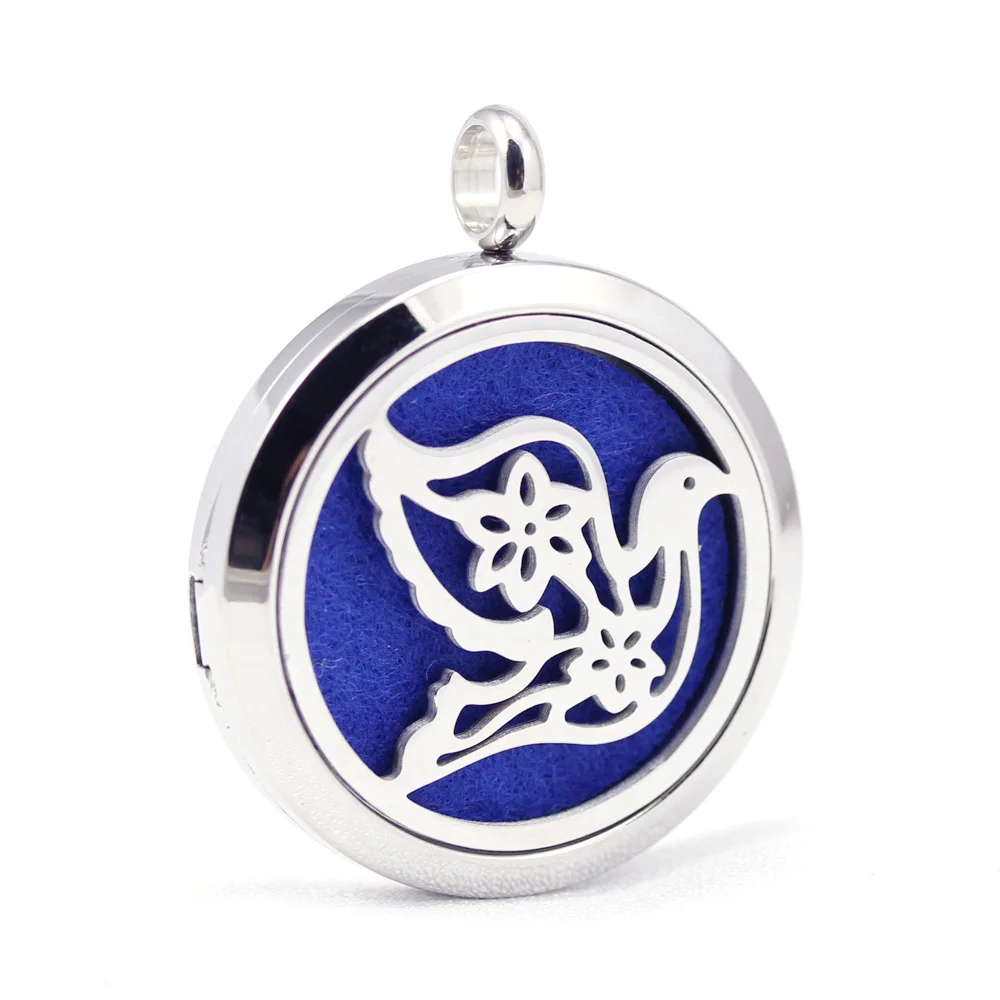 

30 мм 316L Нержавеющая сталь Малый Голубь Дизайн ароматерапия эфирное масло диффузор ожерелье