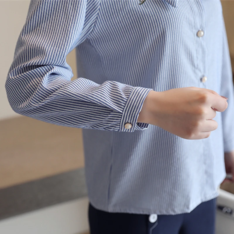 Новинка 2019 Осенняя женская блузка вышитая шифоновая рубашка с длинным рукавом