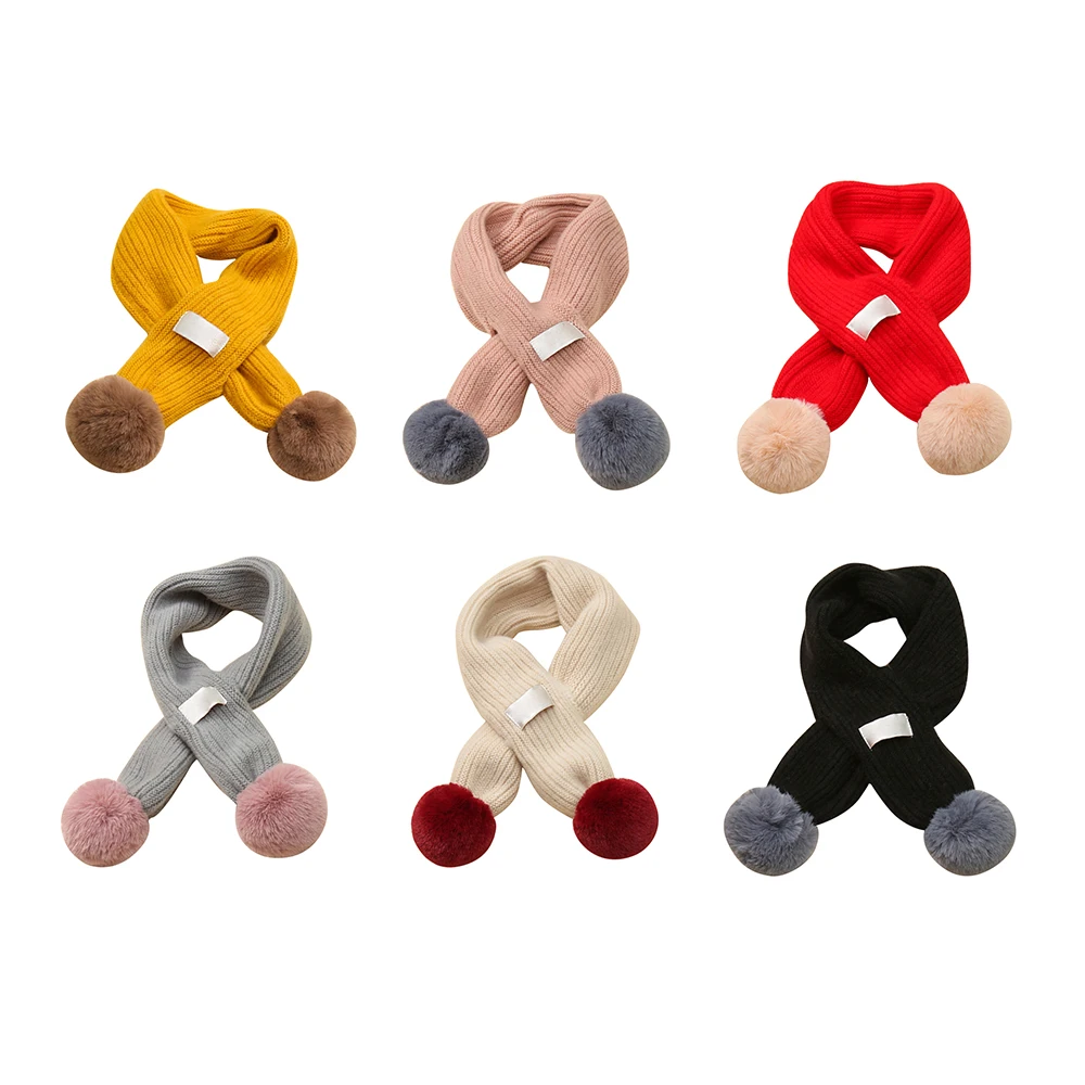 Шейный платок детский зимний шарф помпон для девочек теплые шарфы мальчиков