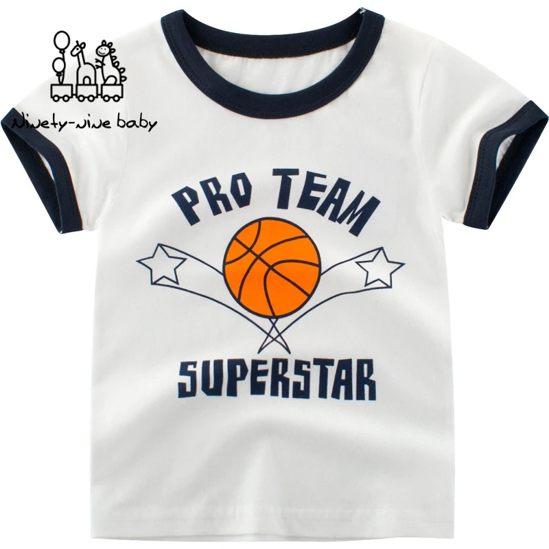 Детская летняя футболка Новая корейская детская хлопковая Футболка с мультяшным