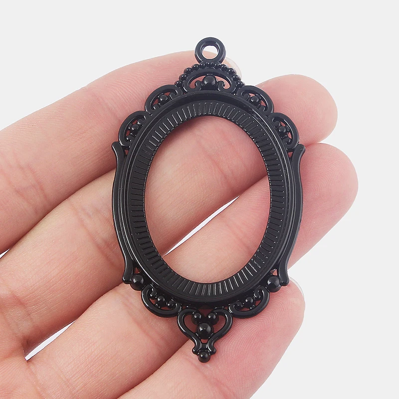 

5pcs Black 30x40mm Oval Blank Cabochon Tray Setting Pendants Jewelry Findings