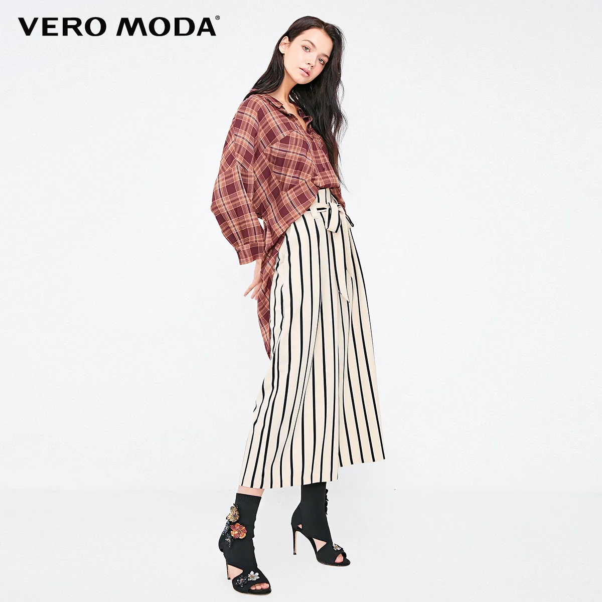 Vero Moda Новая женская Свободная рубашка с открытыми плечами и завязками на спине с завязками на 3/4 рукавом | 318331517