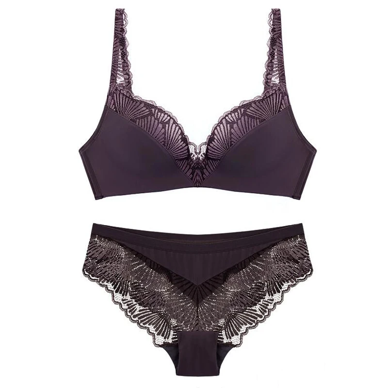 Комплект женского нижнего белья из бесшовного кружевного бюстгальтера и