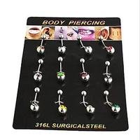 12 pcs lot hot new brand surgical steel belly body jewelry lot 14g nevel piercing ombligo 12 color chic piercing nombril