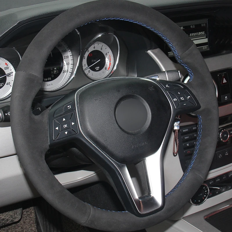 Черная замша для Mercedes Benz A Class 2013 2015 B 2011 2014 CLA C 2013|Чехлы на руль| |
