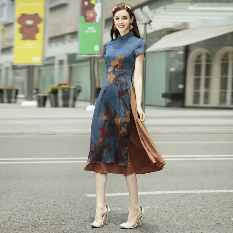 Новая Осенняя азиатская одежда Ao Dai Vietnam традиционное китайское женское платье