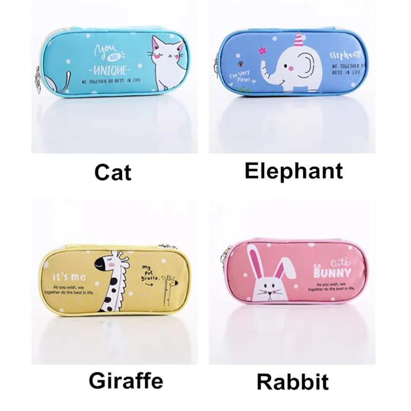 4 стиля пенал с животными Cat/Слон/Жираф/кролик ручка сумки Kawaii Канцелярские