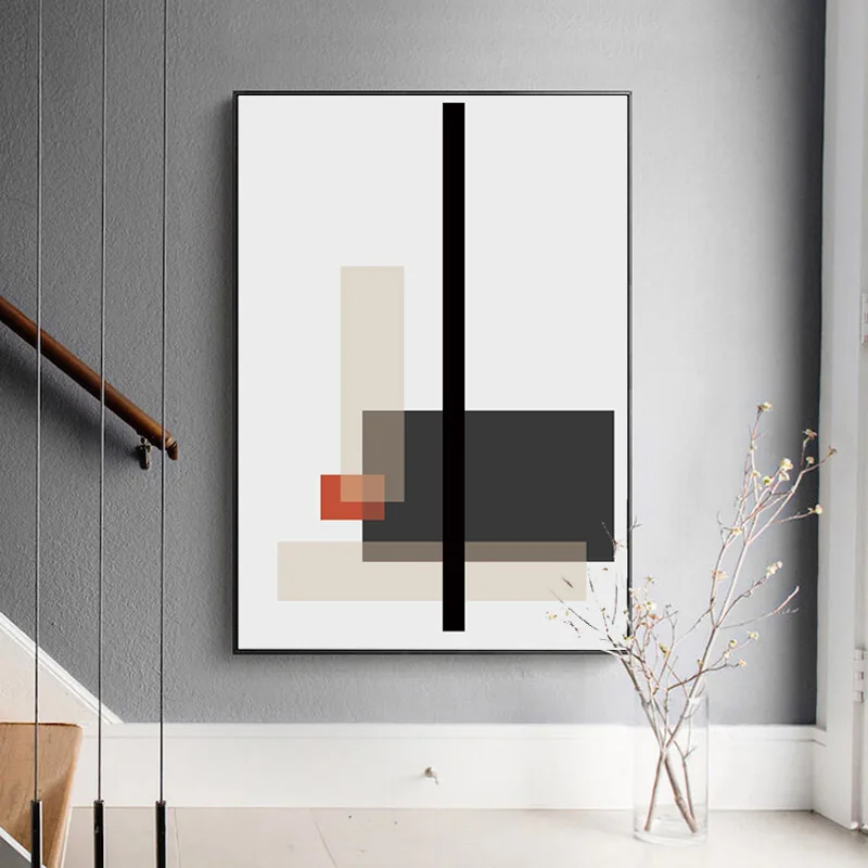 Абстрактные геометрические минималистичные картины на холсте Черно белые