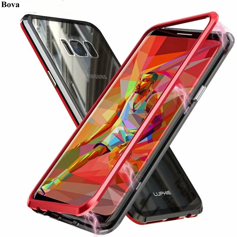 

Чехол для Samsung Galaxy S8 +, закаленное стекло, алюминиевый бампер