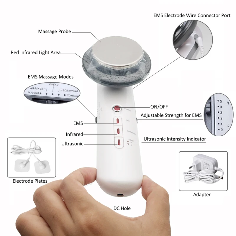 Electric Cellulite Fat Remove Infrared Therapy 1MHZ Ultrasonic EMS Weight Loss Body Shaping Slimming Skin Care Beauty Device | Красота и