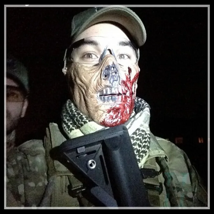 Горячая Хэллоуин Зомби Скелет Череп тактические; на пол-лица Боевой страйкбол Призрак Маска Для Фильма Prop Ходячие мертвецы Косплей