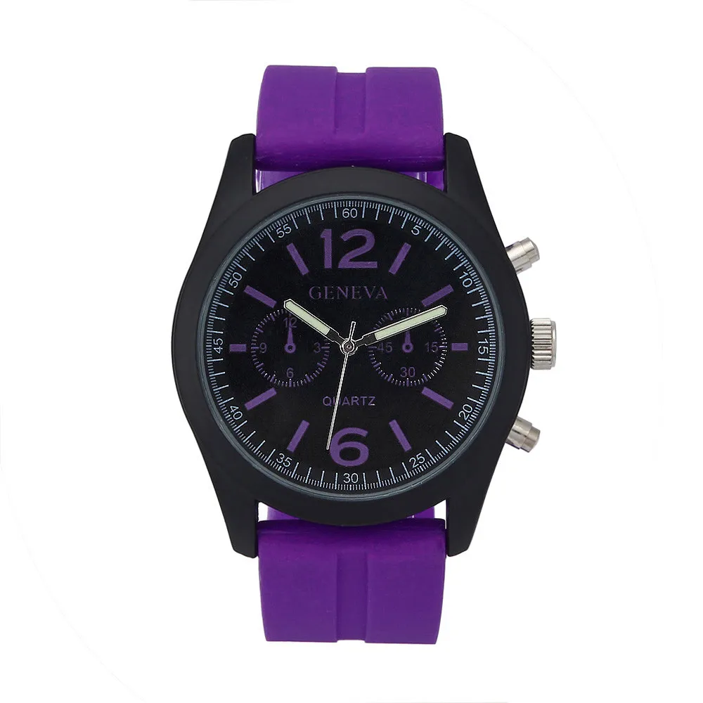 Purple Женские часы, унисекс, модные силиконовые повседневные кварцевые часы relojes mujer, брендовые Роскошные наручные часы для девушек, элегантные часы - Цвет: Purple