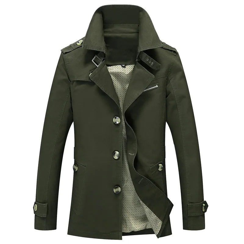 Army Green Бренд FGKKS, мужская куртка, пальто, модный Тренч, новое осеннее повседневное облегающее пальто, черная куртка-бомбер для мужчин - Цвет: Army Green