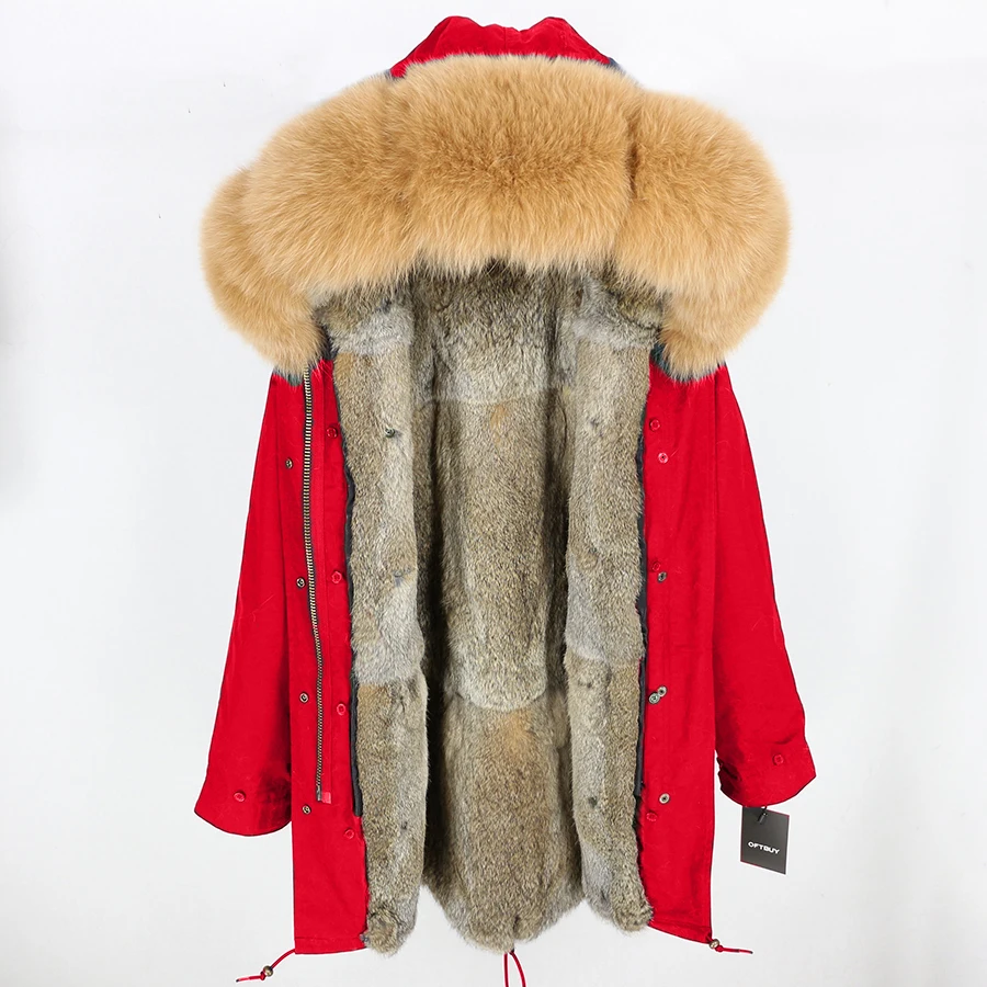 15 OFTBUY, зимняя женская куртка, пальто из натурального меха, длинная парка, Воротник из натурального Лисьего меха, капюшон, подкладка из кроличьего меха, толстая теплая верхняя одежда, бренд - Цвет: 15