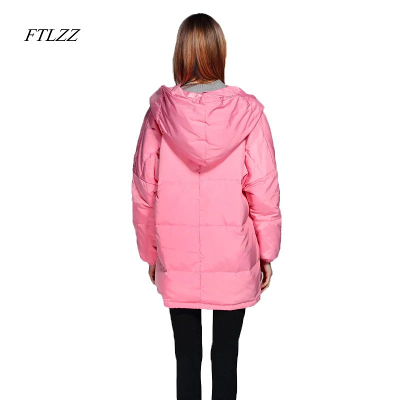 FTLZZ новые зимние парки для женщин свободного кроя 90% утиный пух пальто средней