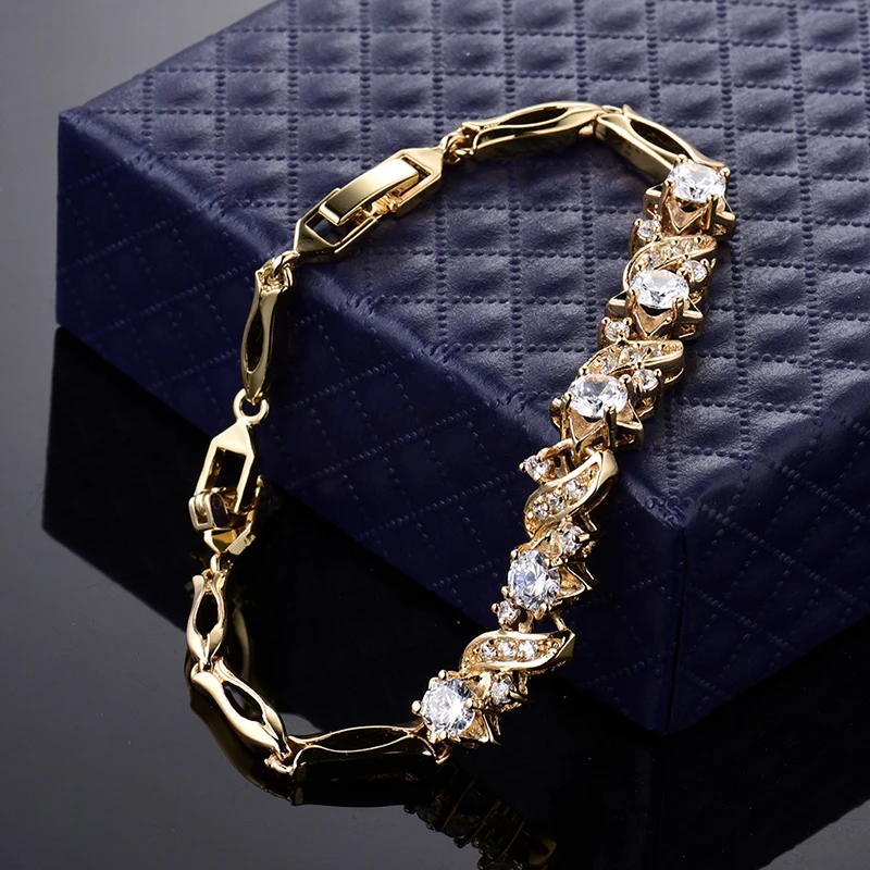 Женский браслет GULICX корейский модный с белым кристаллом циркония светло