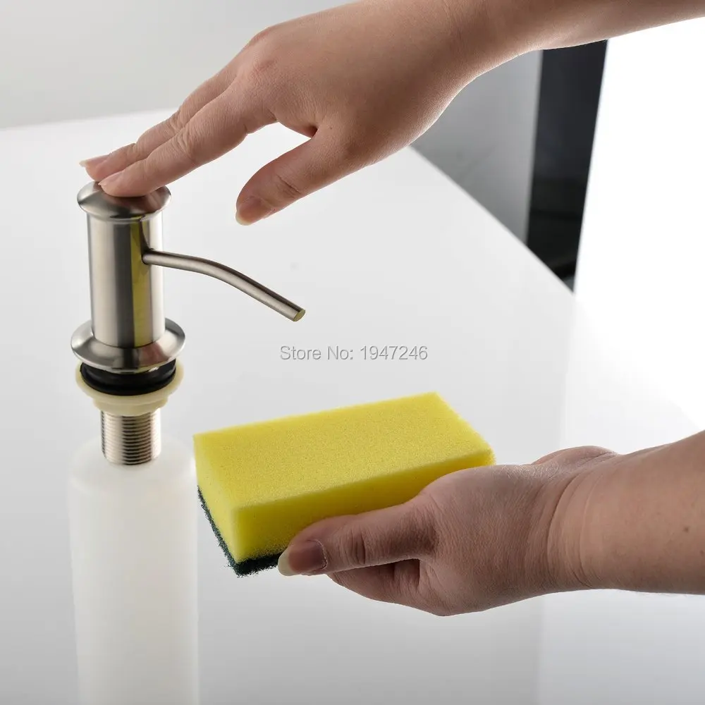 

Solid Stainless Steel Brushed Nickel Built In Deck Mount Pump Countertop Kitchen Sink Soap Dispenser Set With 13 Oz Bottle