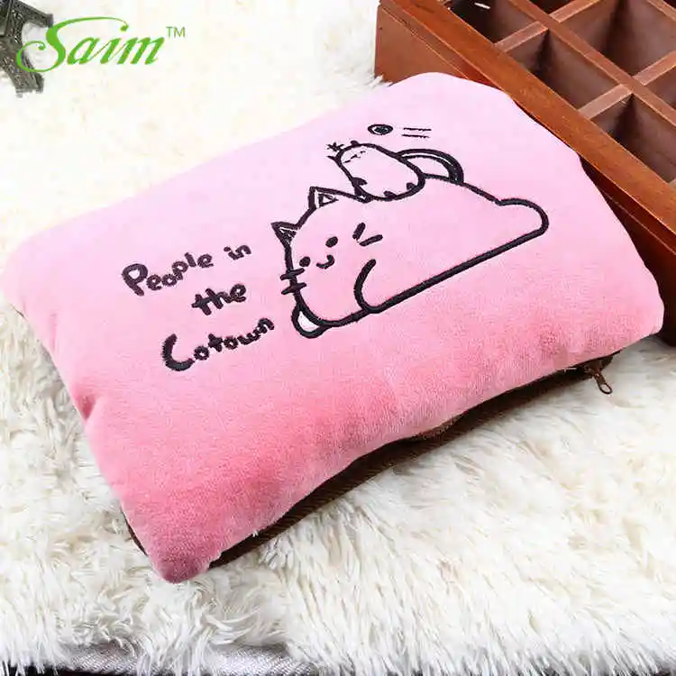 pink Cat hand warmer Электрическая грелка с Saim зарядкой, зимняя грелка, сумка для горячей воды с вышитой кошкой, грелка для рук, грелка для воды JJ50596 - Цвет: pink Cat hand warmer