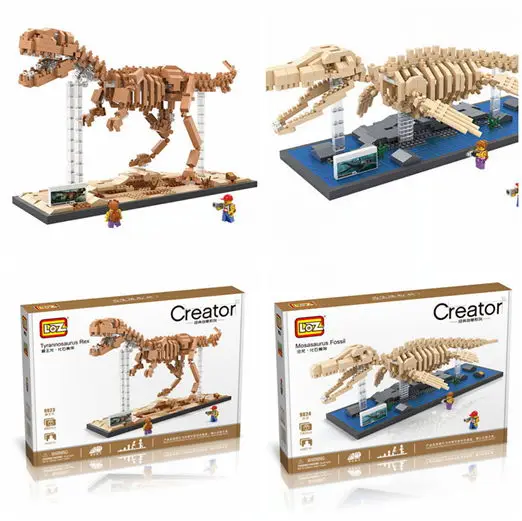 LOZ 9023 9024 Dinosaur Fossil Series New Mega Educational Building Blocks DIY Assemble Mini Bricks Model Toys Best Gift For Boys | Игрушки и