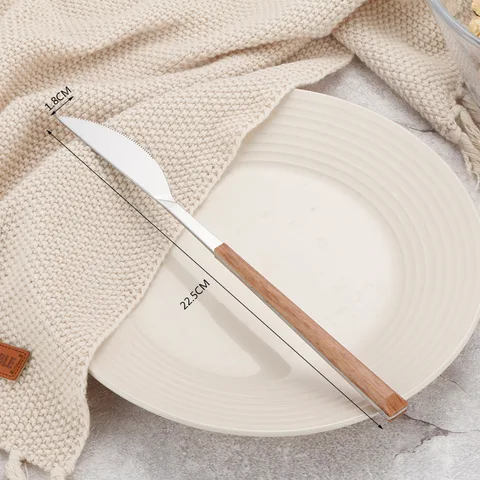 Творческие наборы посуды, деревянная ручка, стальной нож, вилка, ложка из нержавеющей стали, экологически чистые столовые приборы