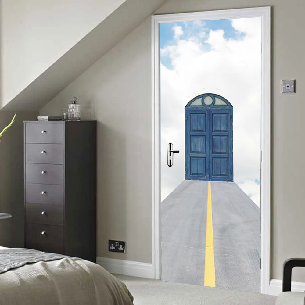 Двери белые облака шторы для ванной виниловые наклейки на двери