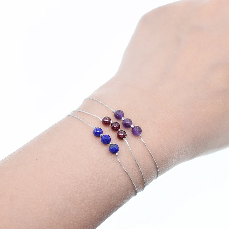 Healing Crystal Natural Amethyst Charm Bracelets 925 Silver Garnet Lapis Lazuli Fine Jewelry Women #o027b | Украшения и