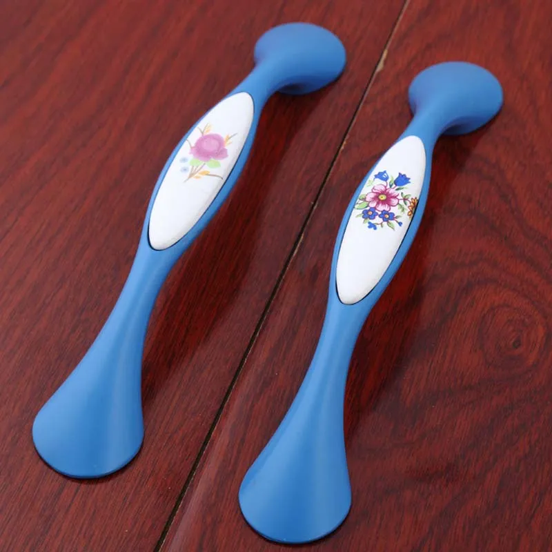 128 мода сельская керамика дверная ручка для комода белый и синий фарфор кухонный