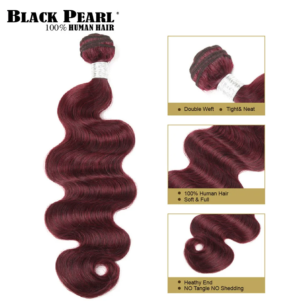 Черные перламутровые предварительно цветные волосы remy wine red Body Wave натуральные